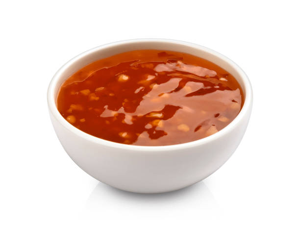 sweet and sour sauce isolated on white background - cocktail sauce imagens e fotografias de stock