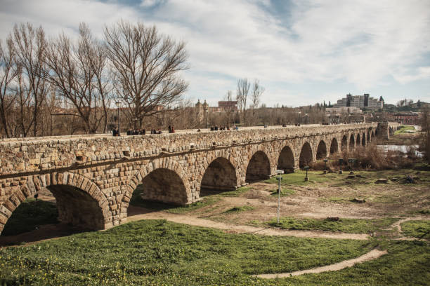 A Roman bridge over the Tormes river in Salamanca, Spain