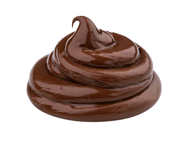 istock Swirl of chocolate cream isolated on white background 1210171018
