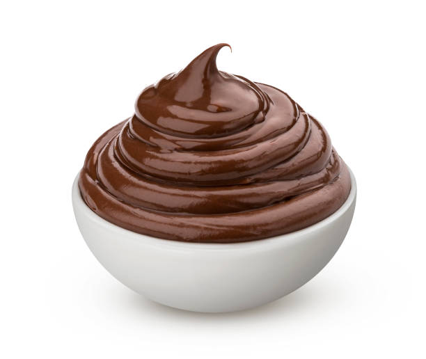 istock Bowl of chocolate cream isolated on white background 1210171079