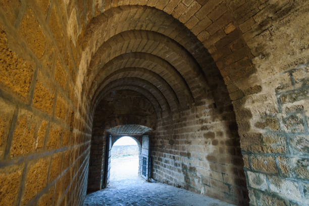 Diu #23 Diu, India - November 2018: The spiral arches inside the ancient Portuguese built Diu Fort in the island of Diu in India. diu island stock pictures, royalty-free photos & images