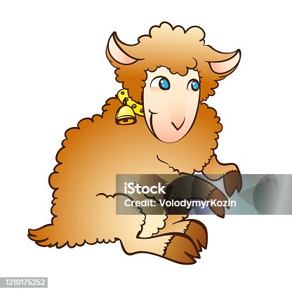 istock Vector illustration of a fairy lamb with a bell on a collar 1210175252