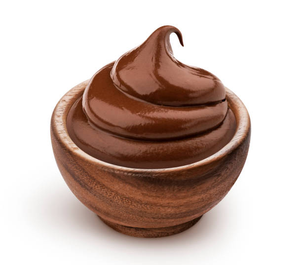 istock Bowl of chocolate cream isolated on white background 1210180180