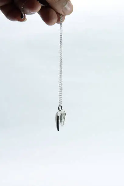 Pendant on silver chain isolated on white background