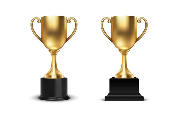 istock Vector 3d Blank Golden Champion Winner Cup Icon Set Closeup Closeup Isolated on White Background. Design Template of Championship Trophy. Sport Tournament Award, Winner Cup and Victory Concept 1210183779