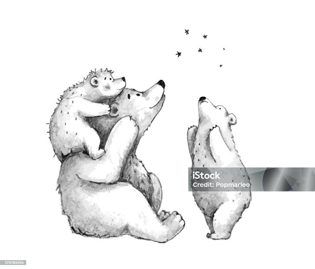 Teddy Bears Cute Family Sketch Stargazing Watching Stars Hand Drawn Sketch  Cartoon Clip Art Stock Illustration - Download Image Now - iStock