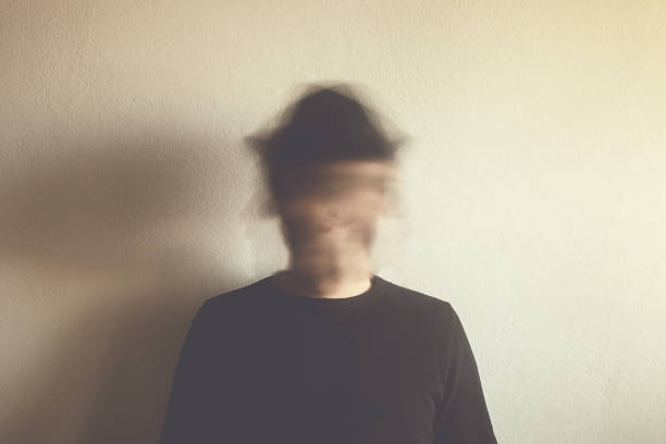 blurred man portrait, surreal identity concept blurred man portrait, surreal identity concept schizophrenia photos stock pictures, royalty-free photos & images