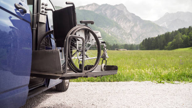 istock Black electric lift specialized vehicle for people with disabilities. 1210192532