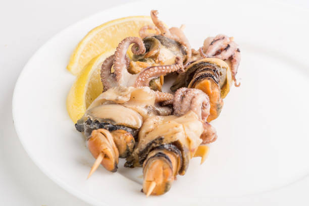 istock grilled seafood on a skewer on a white plate 1210192714