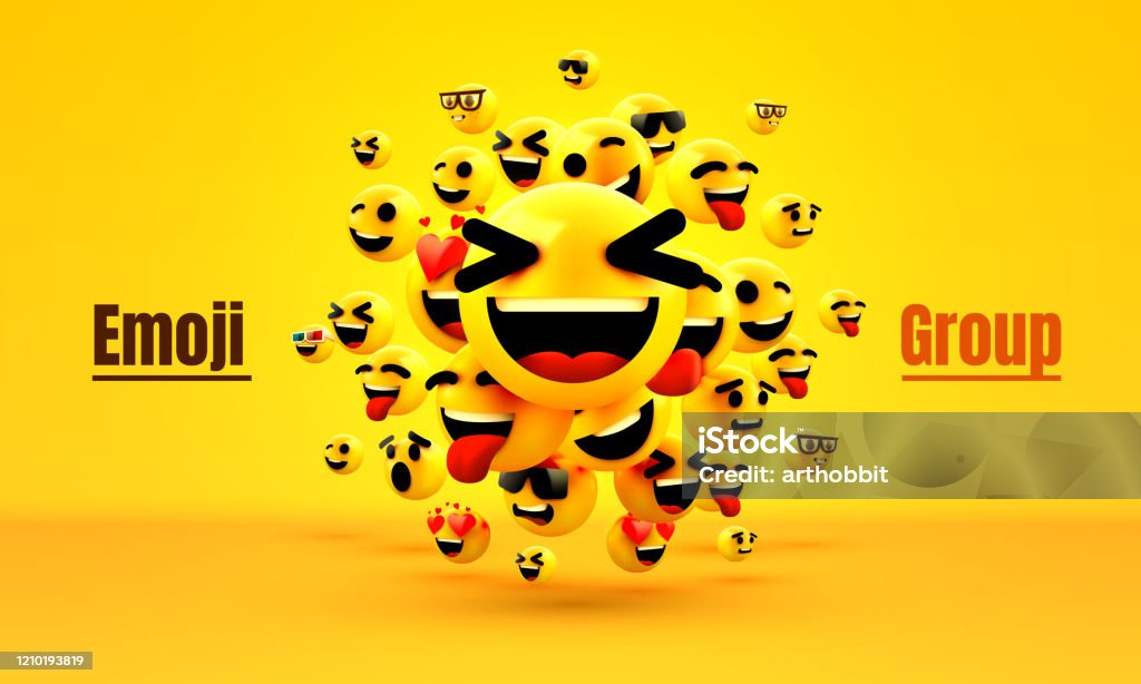 Emoji Group Yellow Winking Face Funny Cartoon Emoticon Icon 3d Illustration  For Chat Or Message Stock Illustration - Download Image Now - iStock