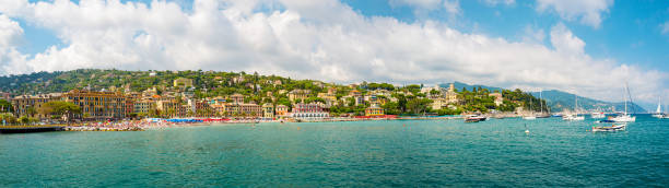 Santa Margherita, Italy panorama Panoramic view of the Santa Margherita, Italy coastline. santa margherita ligure italy stock pictures, royalty-free photos & images