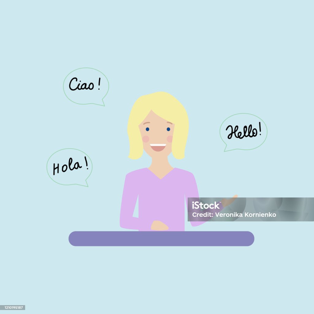 Drawing That Represents Language A Girl Speaking Different Languages Illustration Language Learning ...