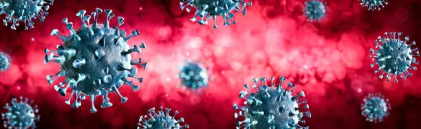 Corona Virus With Red Background - Virology Concept - 3d Rendering