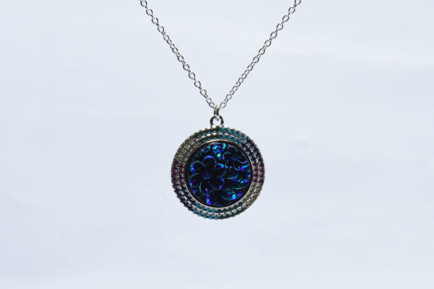 istock Pendant on silver chain isolated on white background 1210203778