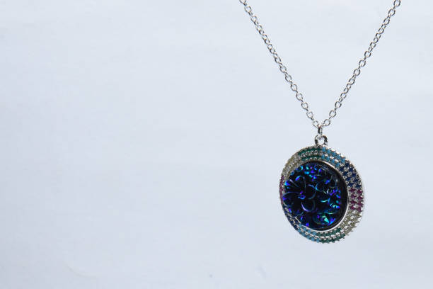 istock Pendant on silver chain isolated on white background 1210203782