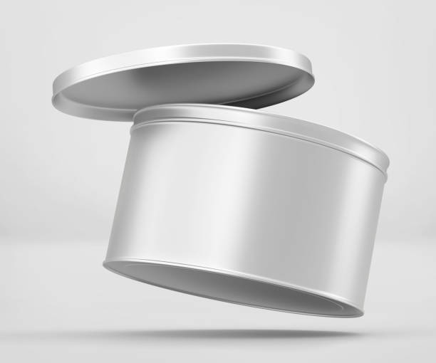 istock White Round Tin Can Mockup, Blank Food Container 1210207437