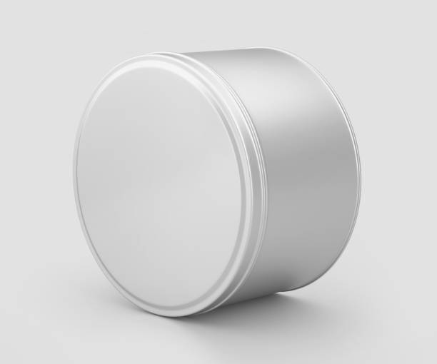istock White Round Tin Can Mockup, Blank Food Container 1210207438
