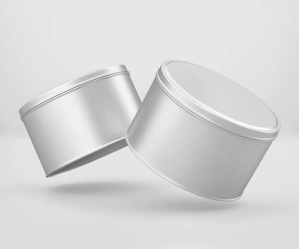 istock White Round Tin Can Mockup, Blank Food Container 1210207439