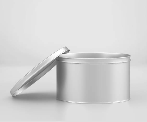 White Round Tin Can Mockup, Blank Food Container