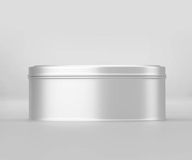 istock White Small Round Tin Can Mockup, Blank Food Container 1210207454