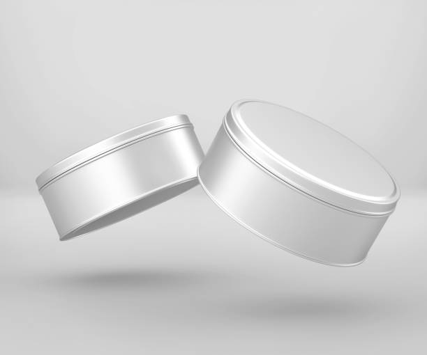 istock White Small Round Tin Can Mockup, Blank Food Container 1210207455