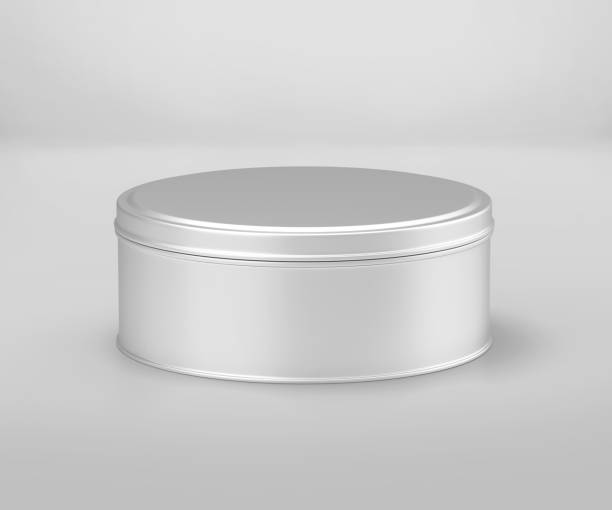 istock White Small Round Tin Can Mockup, Blank Food Container 1210207463