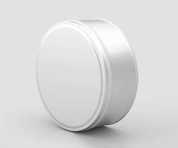 istock White Small Round Tin Can Mockup, Blank Food Container 1210207464