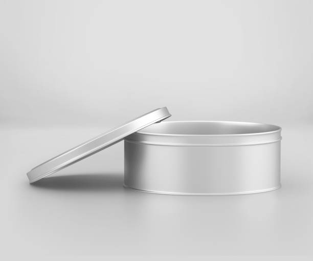 istock White Small Round Tin Can Mockup, Blank Food Container 1210207471