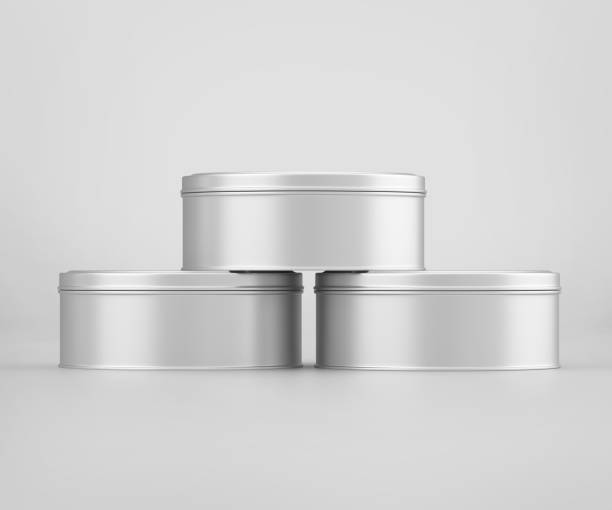 istock White Small Round Tin Can Mockup, Blank Food Container 1210207476