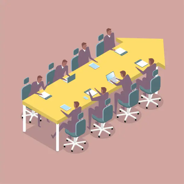 Vector illustration of Business team is having a meeting.