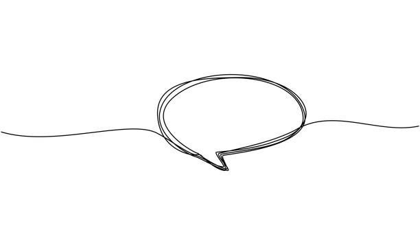 ilustrações de stock, clip art, desenhos animados e ícones de continuous line drawing of speech bubbles. price tags, stickers, posters, badges, greeting bubble shaped banners in black and white single line isolated on white background - discurso ilustrações