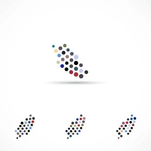 Vector illustration of Vector Colorful Half Tone Dots Logo Collection