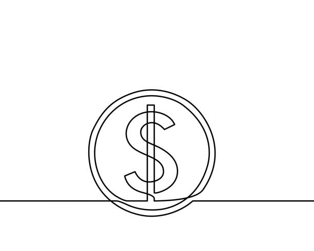 непрерывный линейный рисунок значка циркуляции валюты. значок доллара, символ валюты, значок об инвестициях, банковский знак, банковские н� - euro symbol illustrations stock illustrations