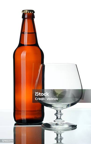 Bottle Of Beer And Glass Isolated Stock Photo - Download Image Now - Alcohol - Drink, Beer - Alcohol, Beer Bottle