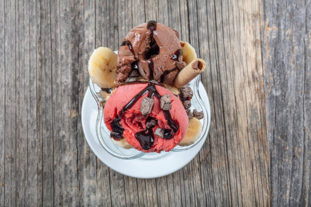 Scoops of ice cream - assorted flavors.
