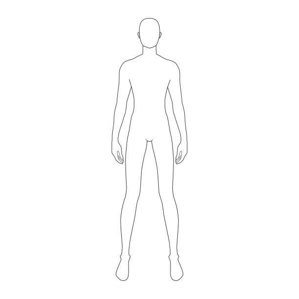 istock Fashion template of standing men with wide legs 1210229607