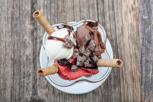 istock Scoops of ice cream - assorted flavors. 1210229751