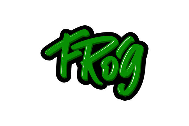 istock Frog hand drawn modern brush lettering text. Vector illustration logo for print and advertising. 1210229803