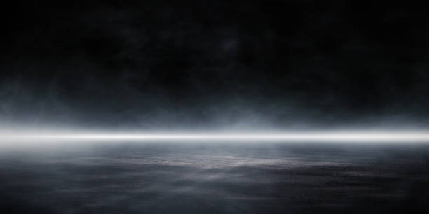 istock 3D Rendering Abstract asphalt light in a dark empty street with smoke, Dark background scene of empty street night city. 1210230653