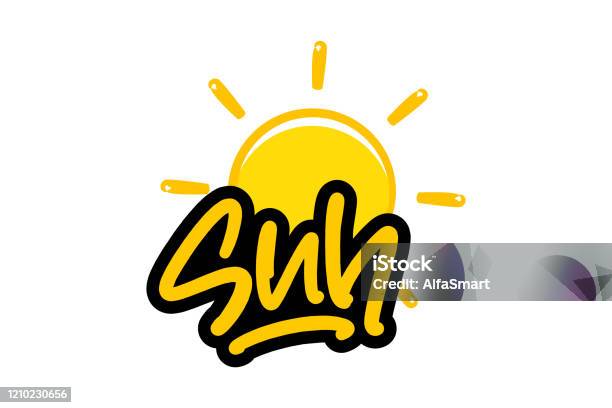 Solenn Lettering Sun Hand Drawn Modern Brush Lettering Text Stock Illustration ...