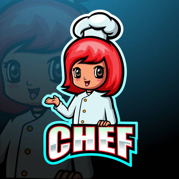 ilustrações de stock, clip art, desenhos animados e ícones de little girl chef mascot logo design - characters cooking chef bakery