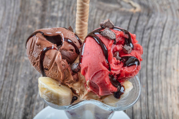 istock Scoops of ice cream - assorted flavors. 1210238025