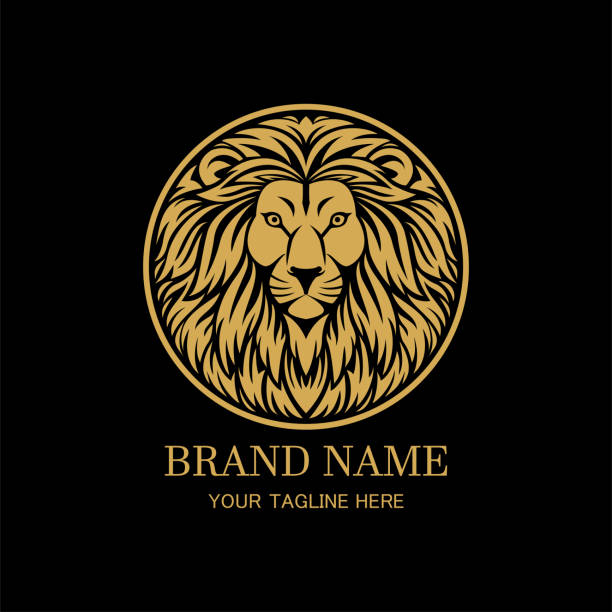 King lion head circle logo design Vector Illustration of King lion head circle logo design lion animal head mascot animal stock illustrations