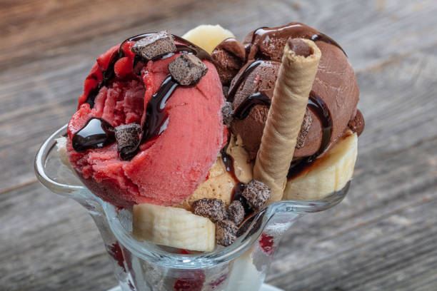 istock Scoops of ice cream - assorted flavors. 1210239280