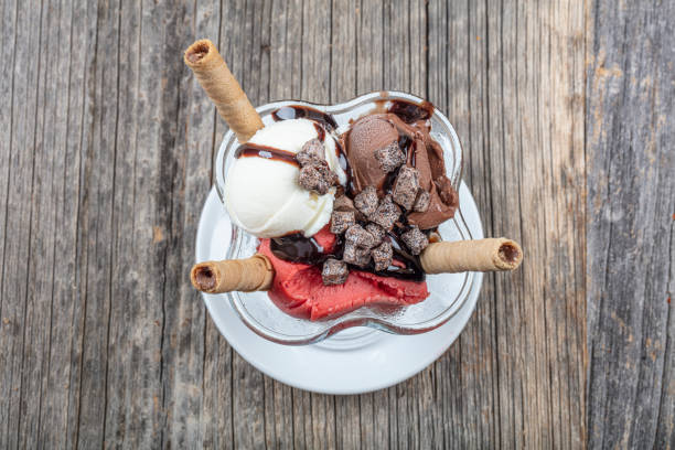 istock Scoops of ice cream - assorted flavors. 1210241871