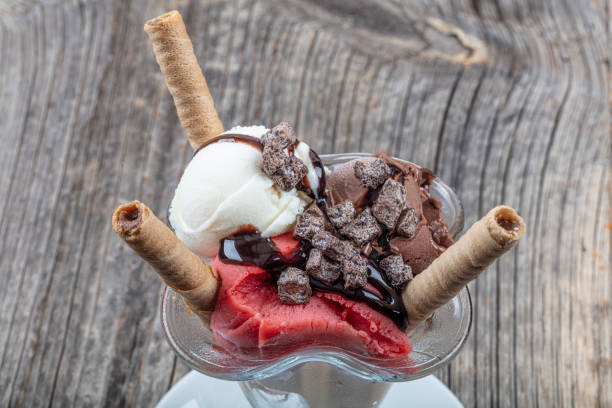 istock Scoops of ice cream - assorted flavors. 1210242789
