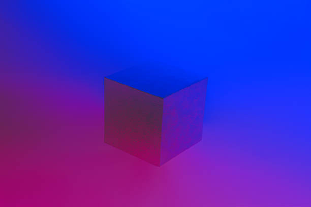 istock Geometric cube figure in vibrant neon colors. 1210252082