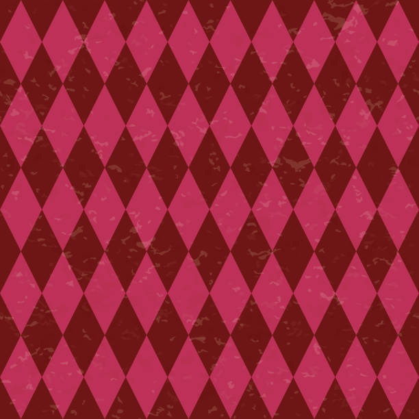 サーカスカーニバルレトロヴィンテージドミノシームレスなパターン。赤いダイヤモンド形の菱形。テクスチャ付きの昔ながらのレトロなグラフィックテンプレート。ベクター テクスチャの - burlesque点のイラスト素材／クリップアート素材／マンガ素材／アイコン素材