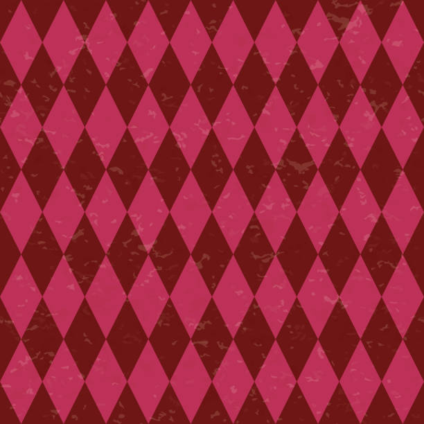 ilustrações de stock, clip art, desenhos animados e ícones de circus carnival retro vintage dominoes seamless pattern. red diamond shaped rhombuses. textured old fashioned retro graphic template. vector texture background tile. for parties, birthdays - pattern harlequin jester backgrounds