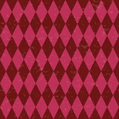 Circus carnival retro vintage dominoes seamless pattern. Red diamond shaped rhombuses. Textured old fashioned retro graphic template. Vector texture background tile